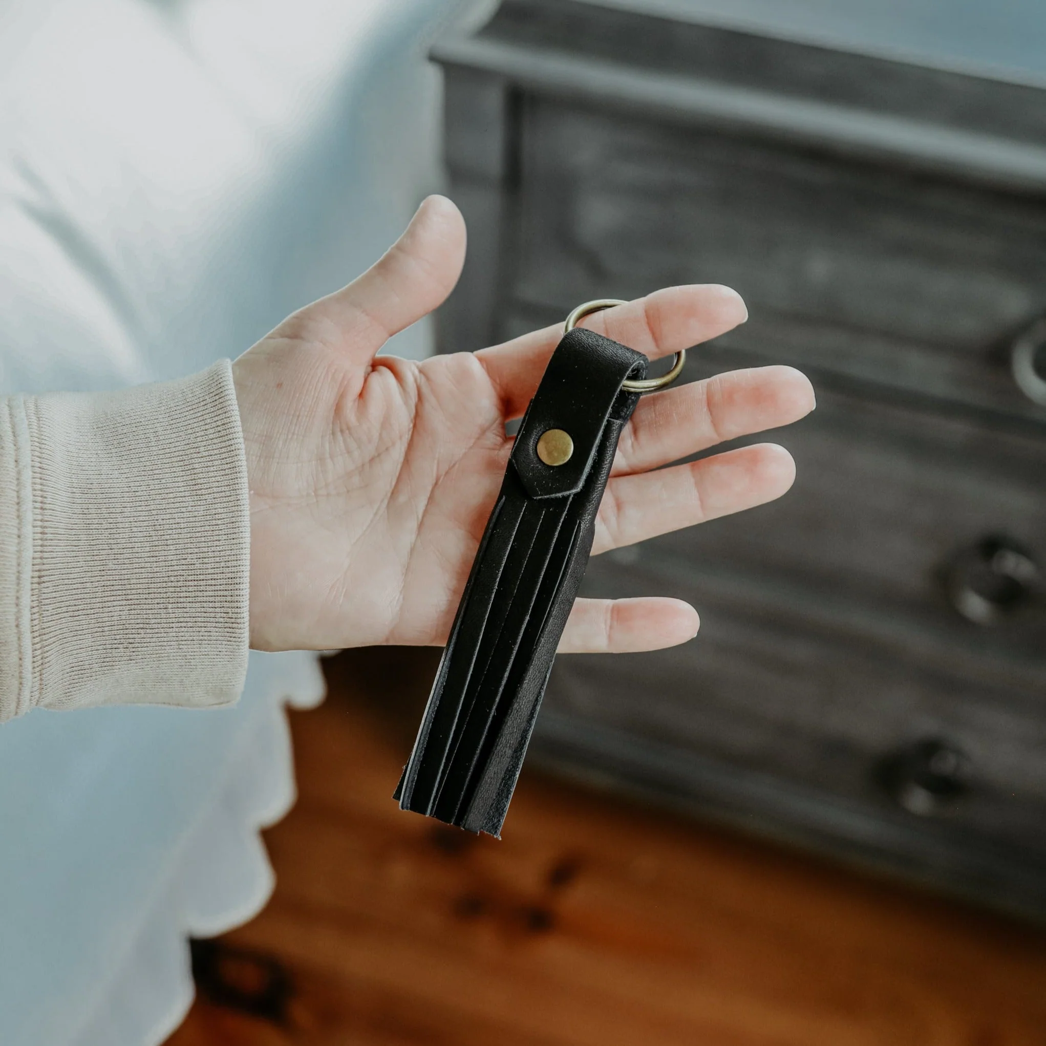 Full Grain Leather Tassel Keychain - Image 3