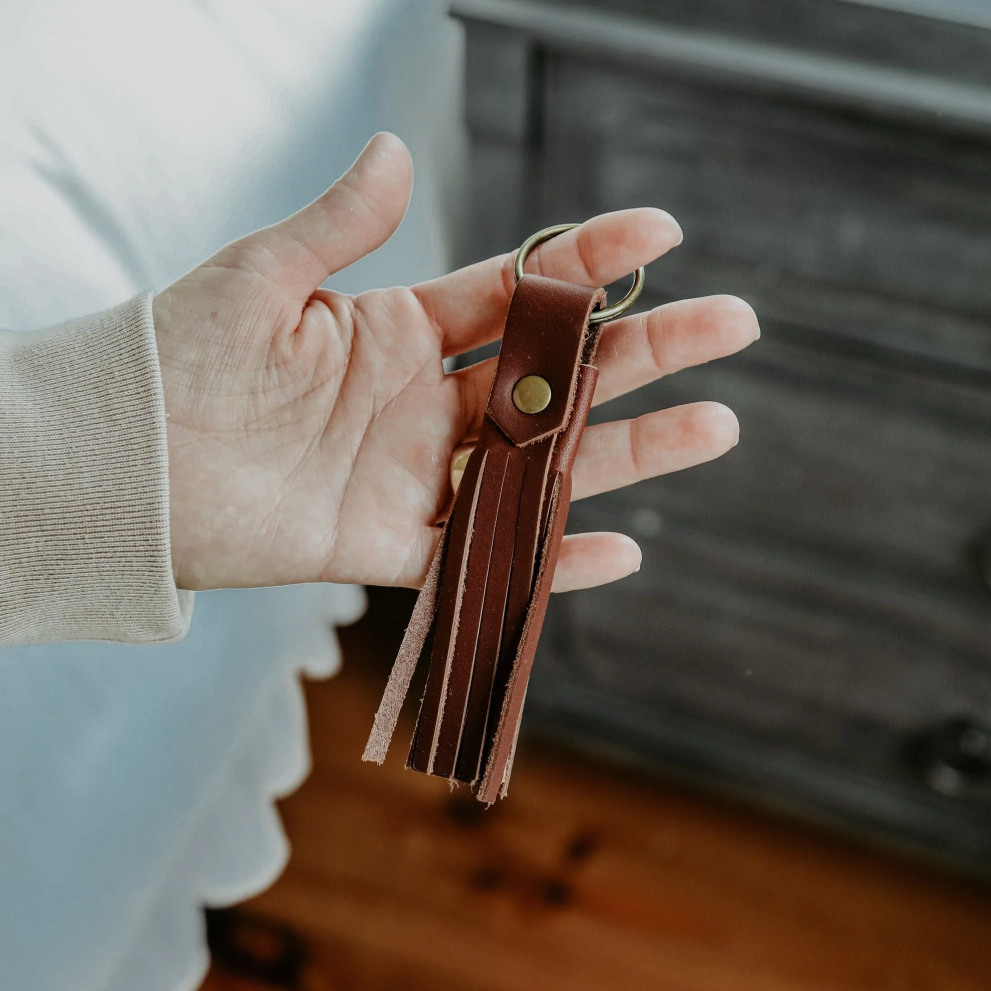 Full Grain Leather Tassel Keychain - Image 4