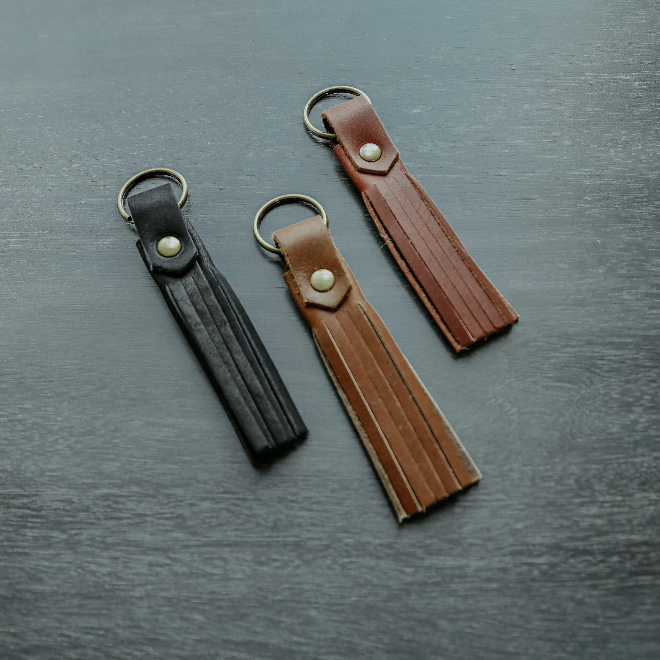 Full Grain Leather Tassel Keychain - Image 5